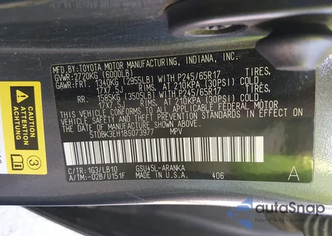 2011 Toyota Highlander Se V6 из США, поврежденный, VIN 5TDBK3EH1BS073977